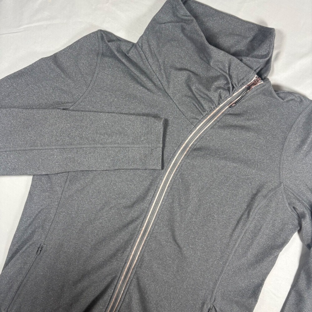 Calia by Carrie Underwood Asymmetrical Zip Jacket Gray Heather Rose Gold XL